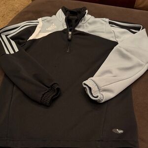 Adidas Black and Light Gray Quarter-Zip Top